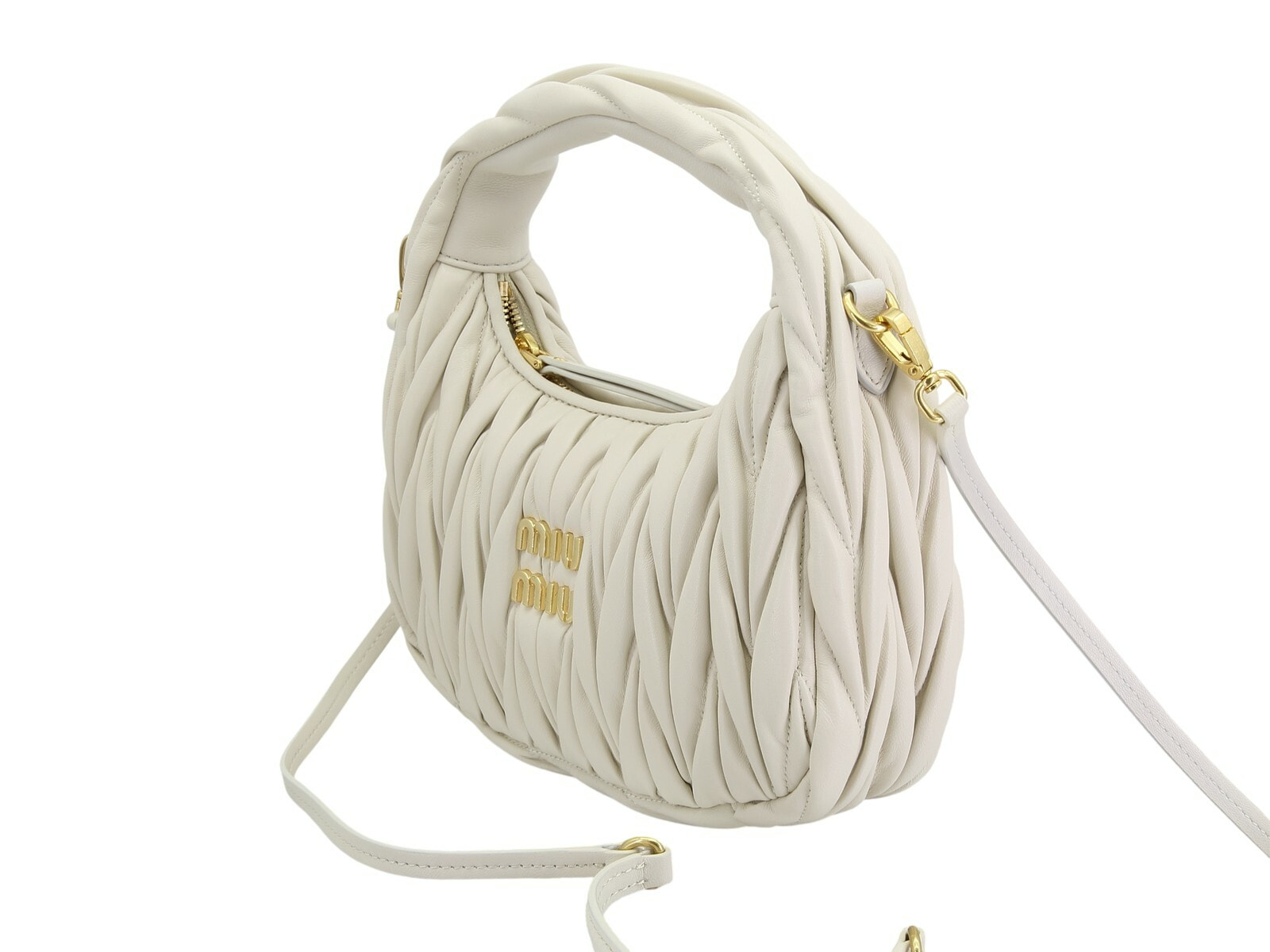 Женская сумка белая MIU MIU Wander Hobo (вид 1) Женская сумка белая MIU MIU Wander Hobo (фото, вид 1)